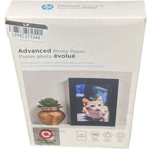 HP 4x6 Photo Paper Glossy 100 Sheets Advanced Borderless High Quality Print